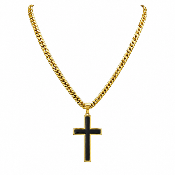 Bold Cross Pendant Necklace with Curb Chain