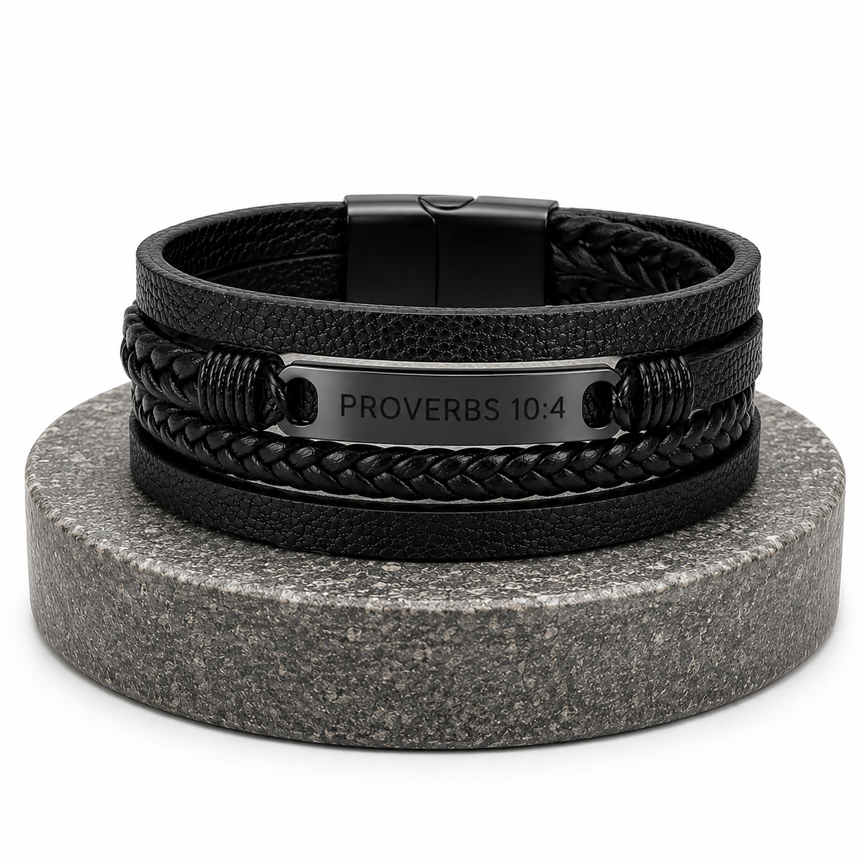 Proverbs 10:4 Discipline Leather Bracelet