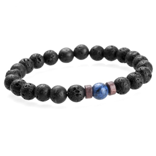 Classic Matte Black Onyx & Map Stone Beaded Bracelet
