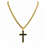 Bold Cross Pendant Necklace with Curb Chain