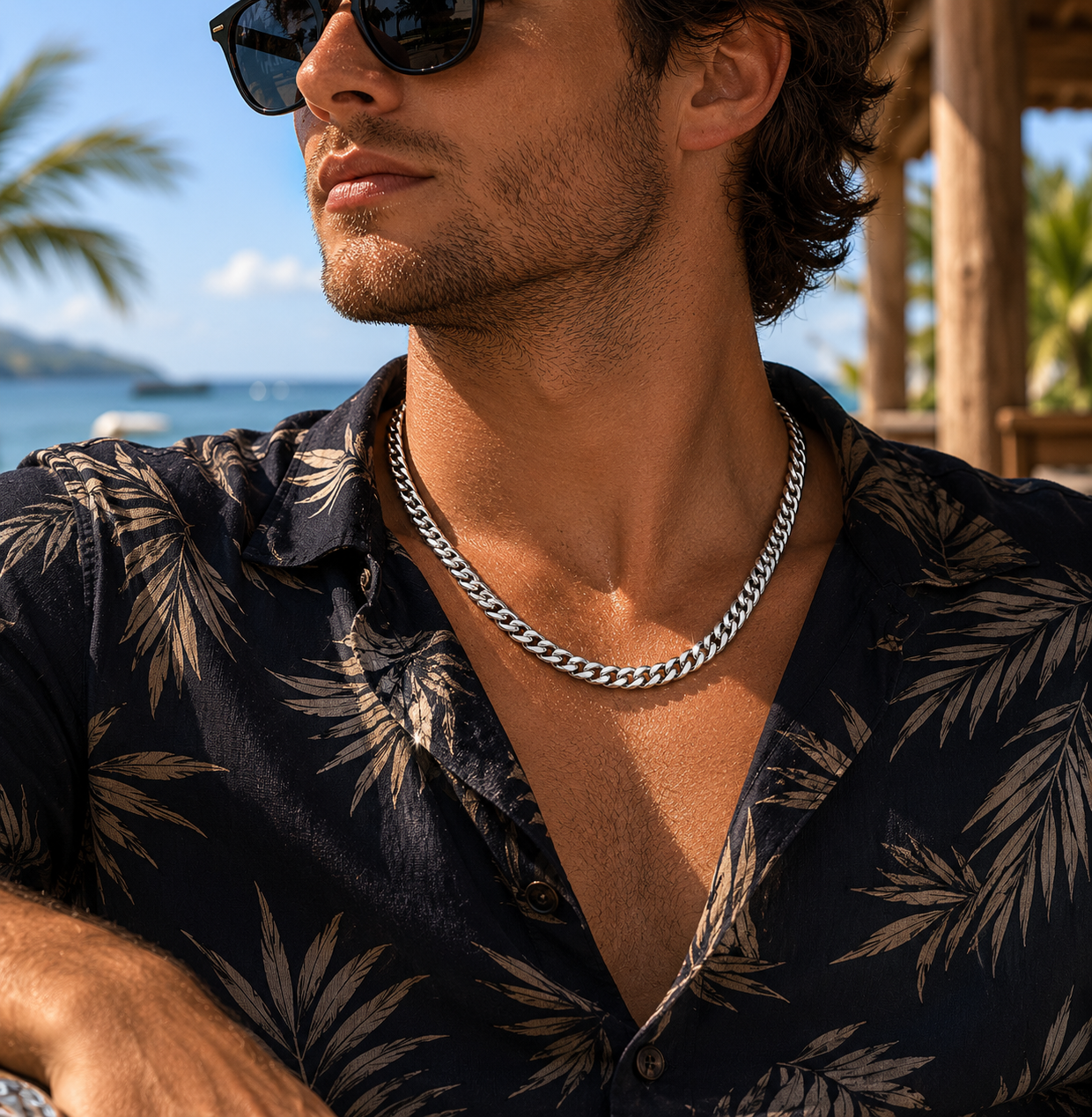Silver Plated Flat Cuban Link Chain Necklace