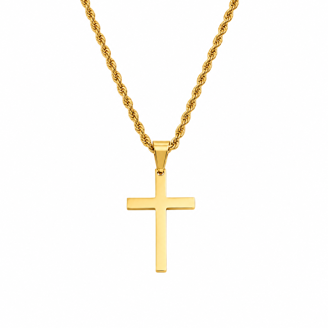 Gold-Tone Cross Pendant & Chain