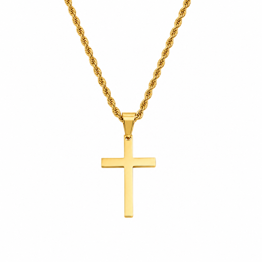 Gold-Tone Cross Pendant & Chain