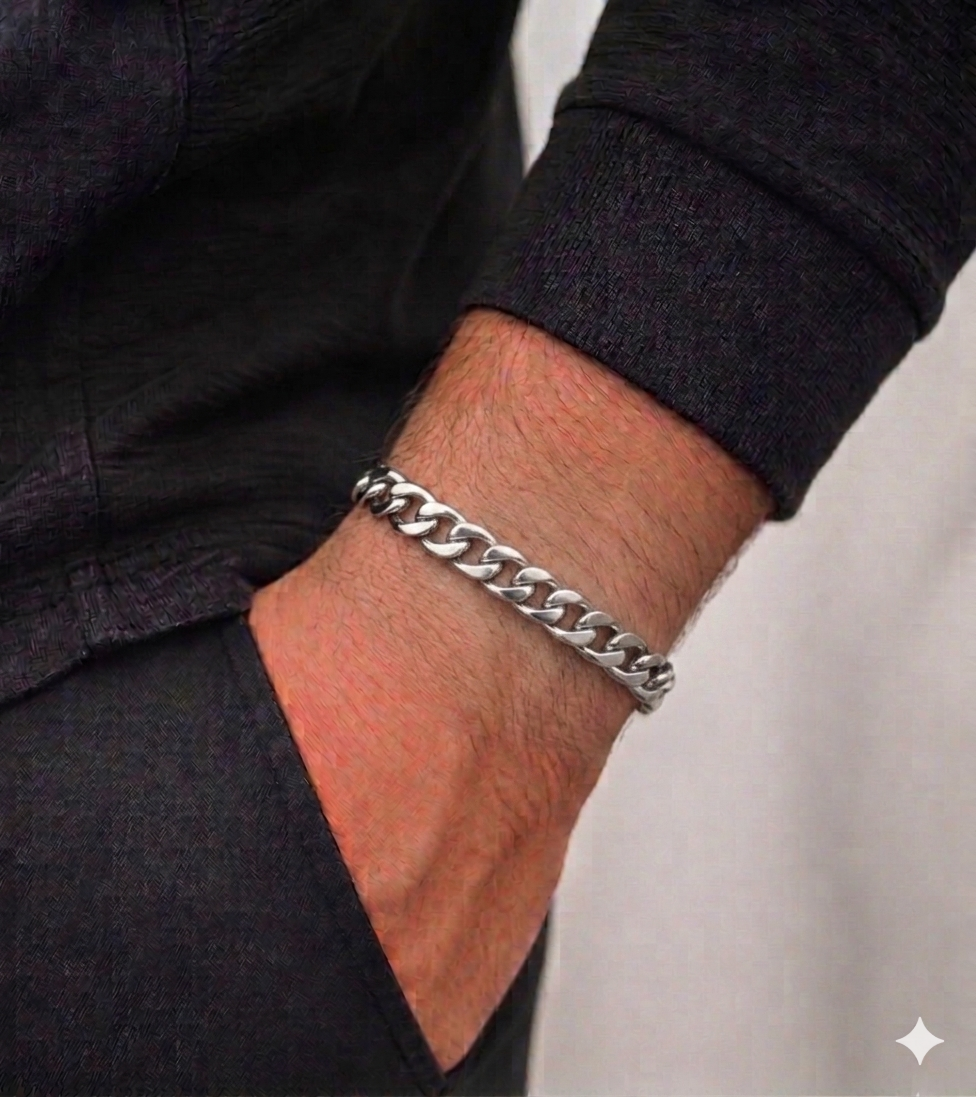 Cuban & Figaro Chain Hybrid Bracelet
