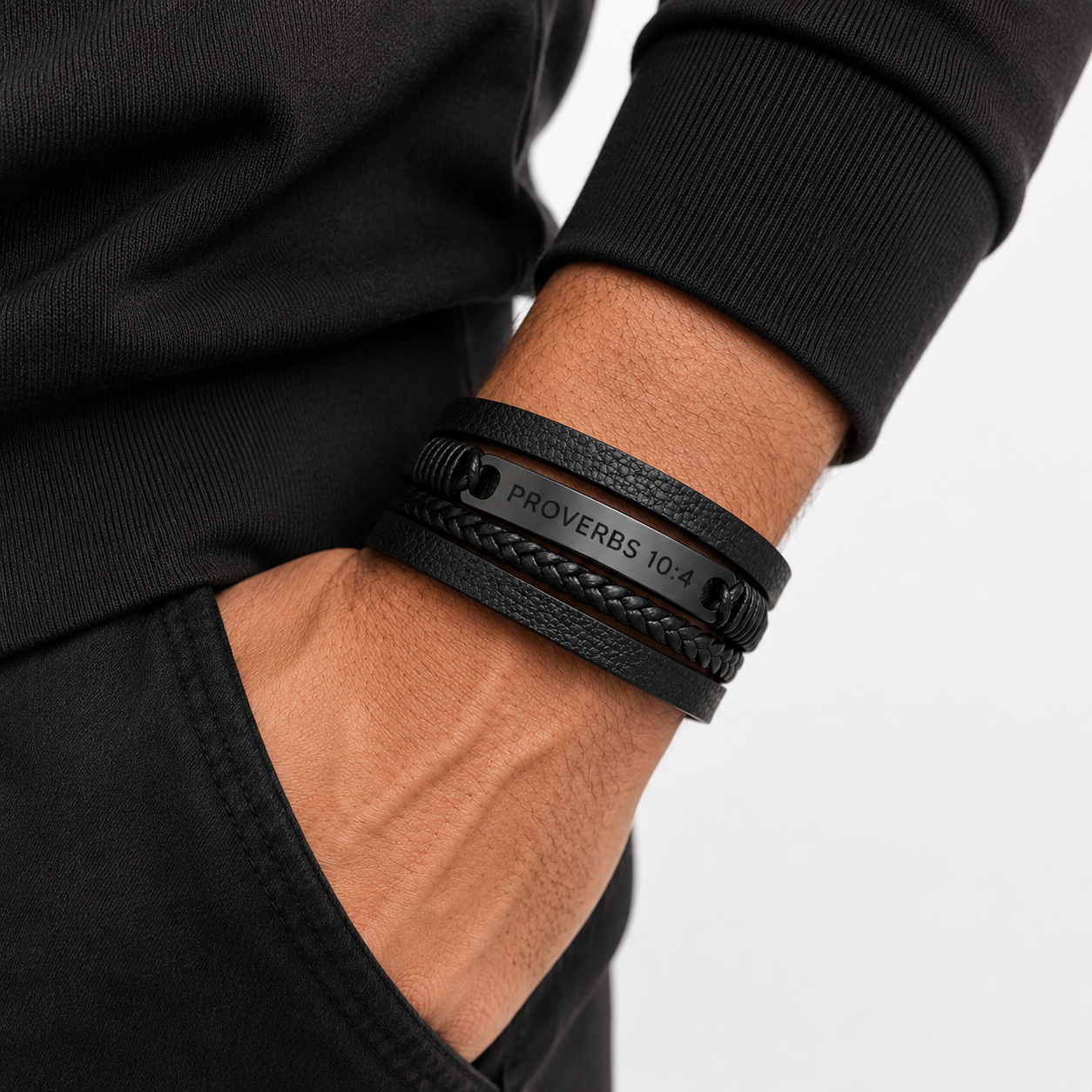 Proverbs 10:4 Discipline Leather Bracelet