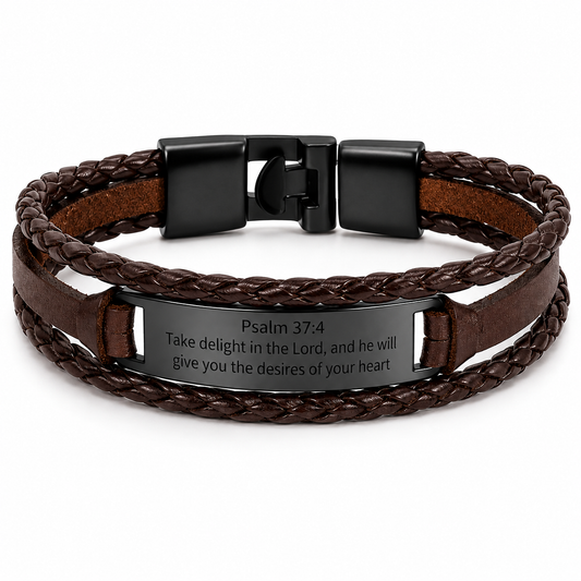 Psalm 37:4 Leather Bracelet
