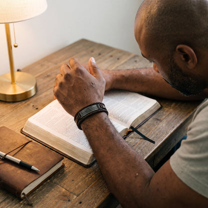 Psalm 37:4 Leather Bracelet worn, lifestyle photo 2