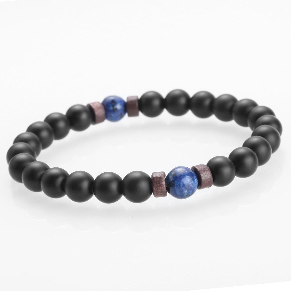 Classic Matte Black Onyx & Map Stone Beaded Bracelet