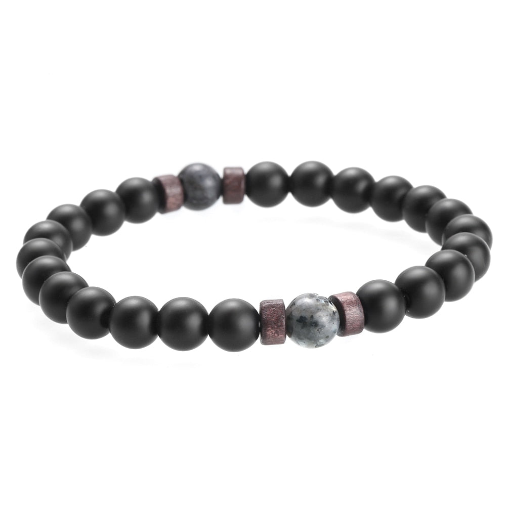 Classic Matte Black Onyx & Map Stone Beaded Bracelet