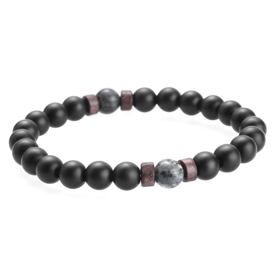 Classic Matte Black Onyx & Map Stone Beaded Bracelet