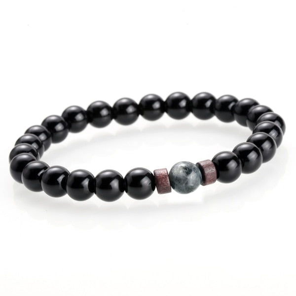 Classic Matte Black Onyx & Map Stone Beaded Bracelet