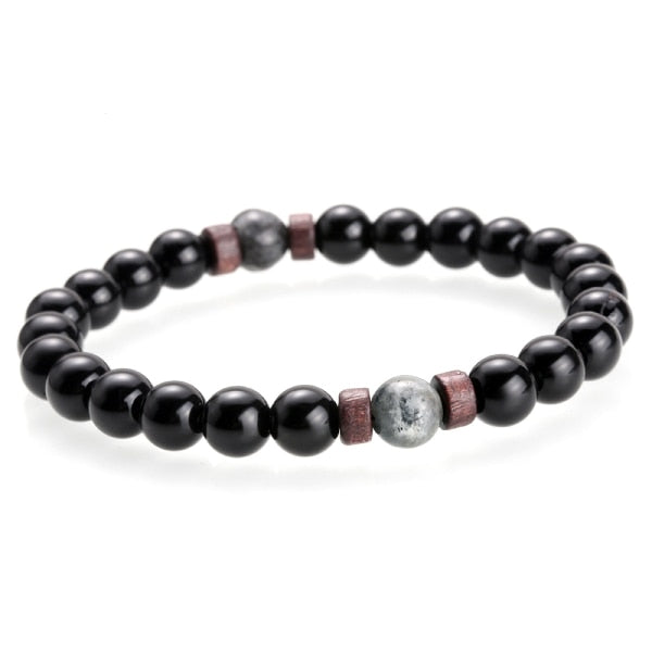 Classic Matte Black Onyx & Map Stone Beaded Bracelet
