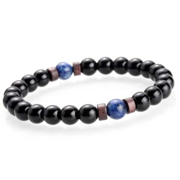 Classic Matte Black Onyx & Map Stone Beaded Bracelet